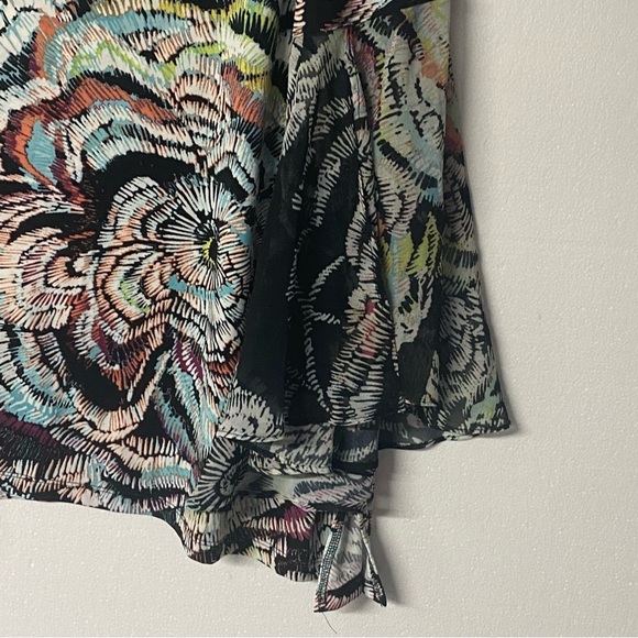 Ali Miles Shirt Women 1X Colorful Tunic Sheer Flowy Sleeves Art To Wear Abstract - Picture 4 of 9